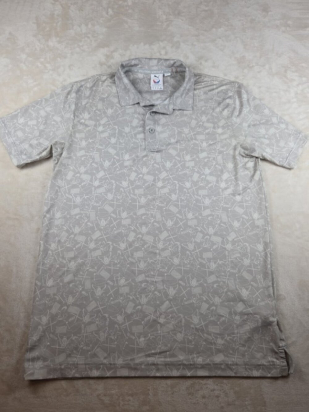 Puma Volition America Golf Polo Small Gray Freedom Pattern